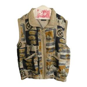 100% Silk Shell Vest Nautical Vintage
